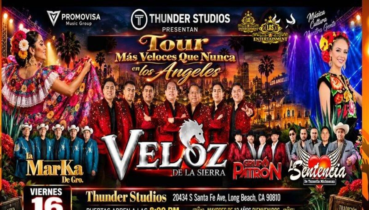 Veloz de la Sierra, Grupo Patrón y más en Thunder Studios, Long Beach